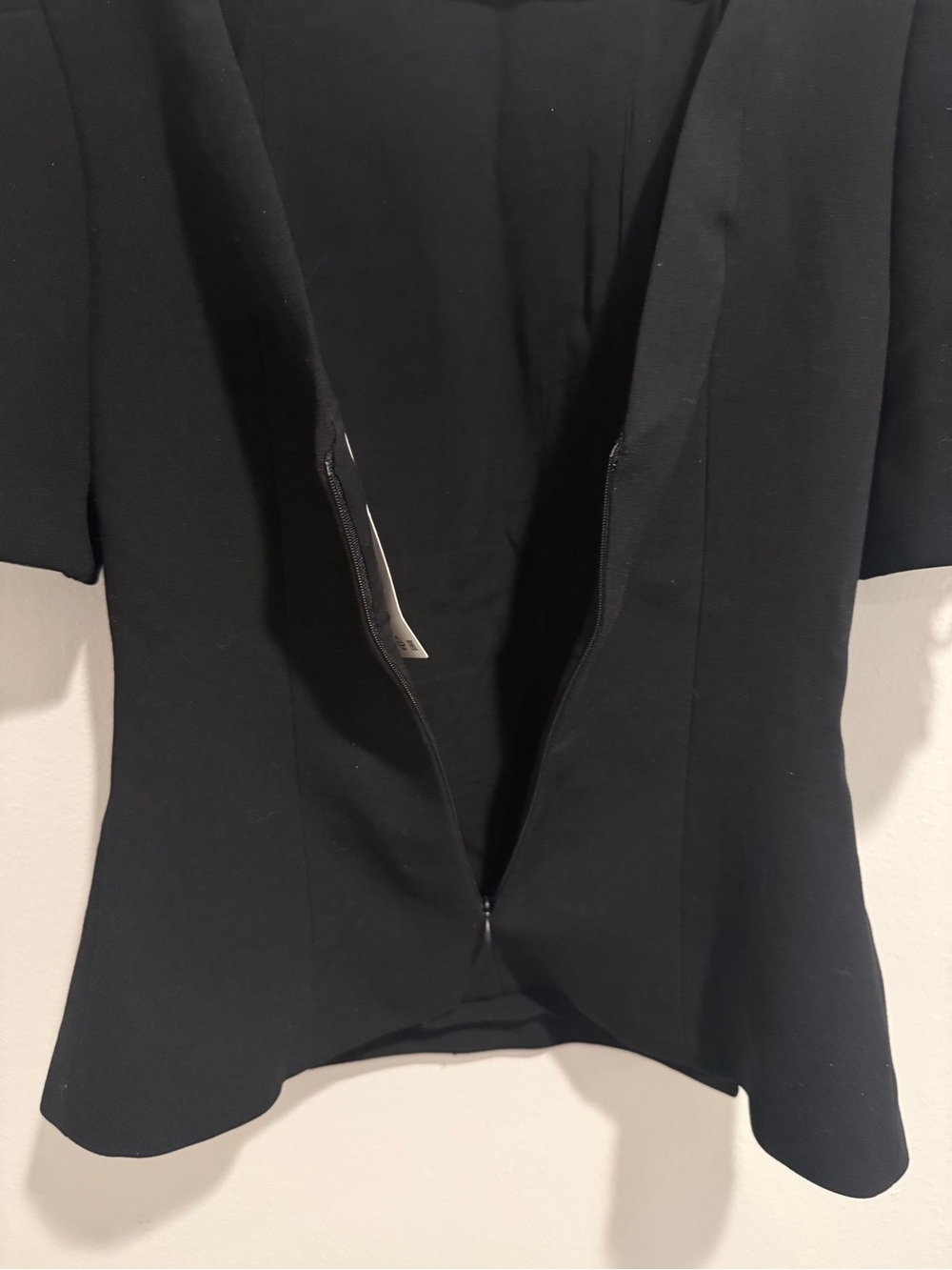 Zara Pearl Bow Puff Sleeve Peplum Top Black Size Small NWT Elegant Luxury - Picture 11 of 11